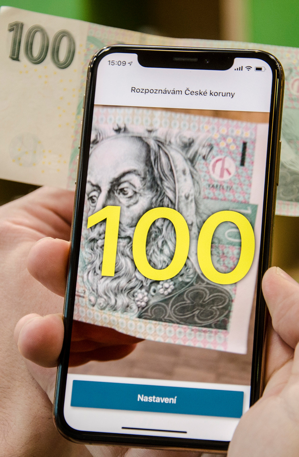 Snímek obrazovky: Cash Reader čte české koruny