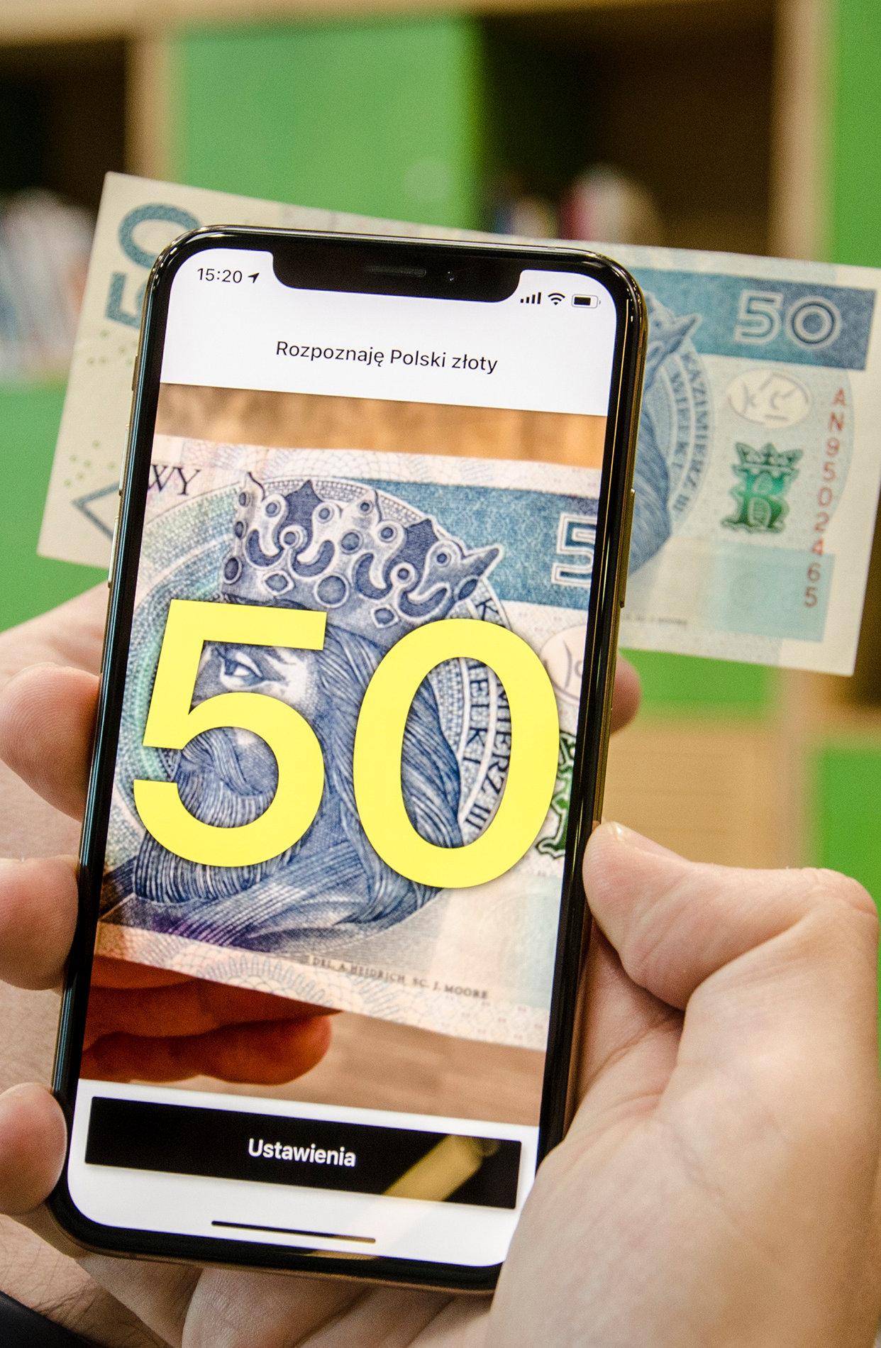 Snímek obrazovky: Cash Reader identifikuje polské zloté